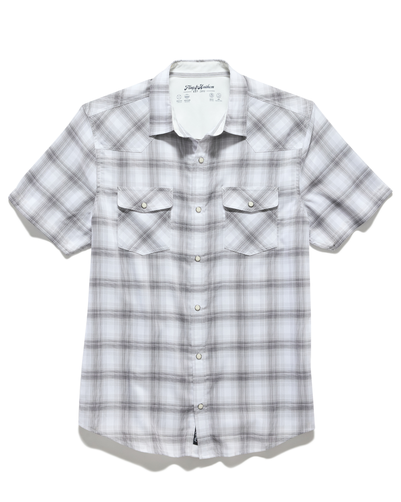Bluffs SS Performance Western Shirt - Grey/White