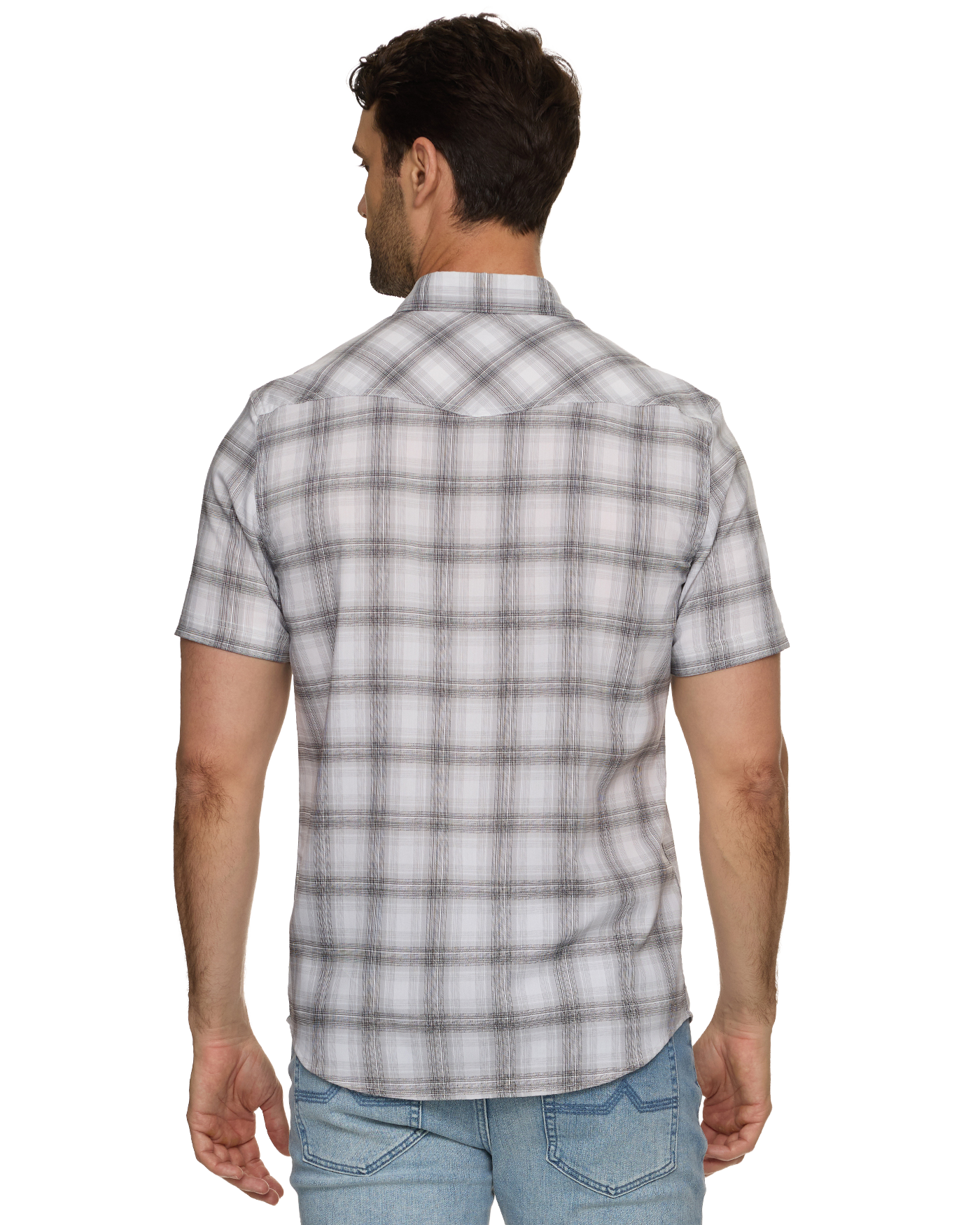 Bluffs SS Performance Western Shirt - Grey/White