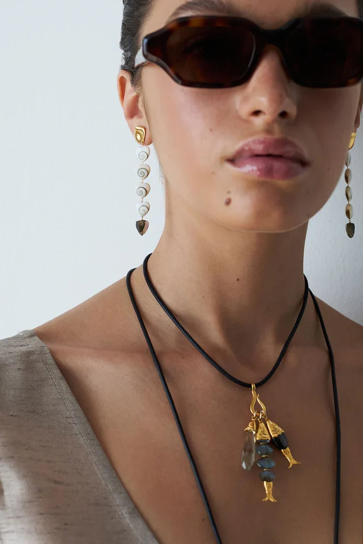 Amour Spiral Tiered Earrings Labradorite