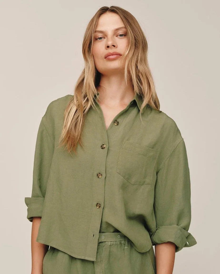 Boxy Shirt - Olive Leaf