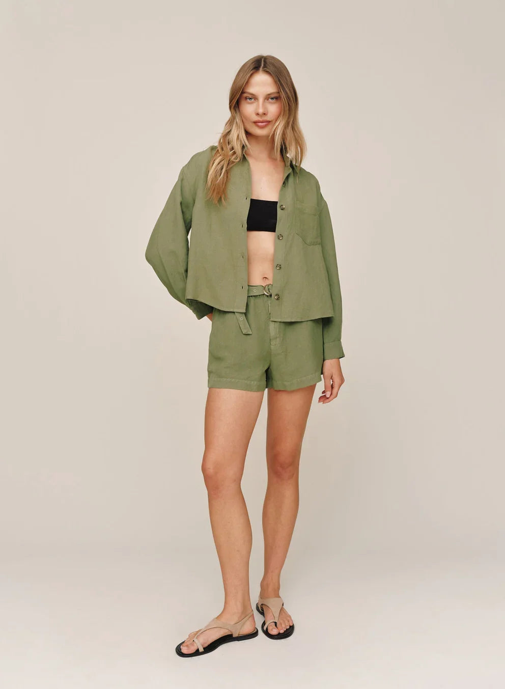 Boxy Shirt - Olive Leaf