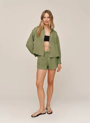 Boxy Shirt - Olive Leaf