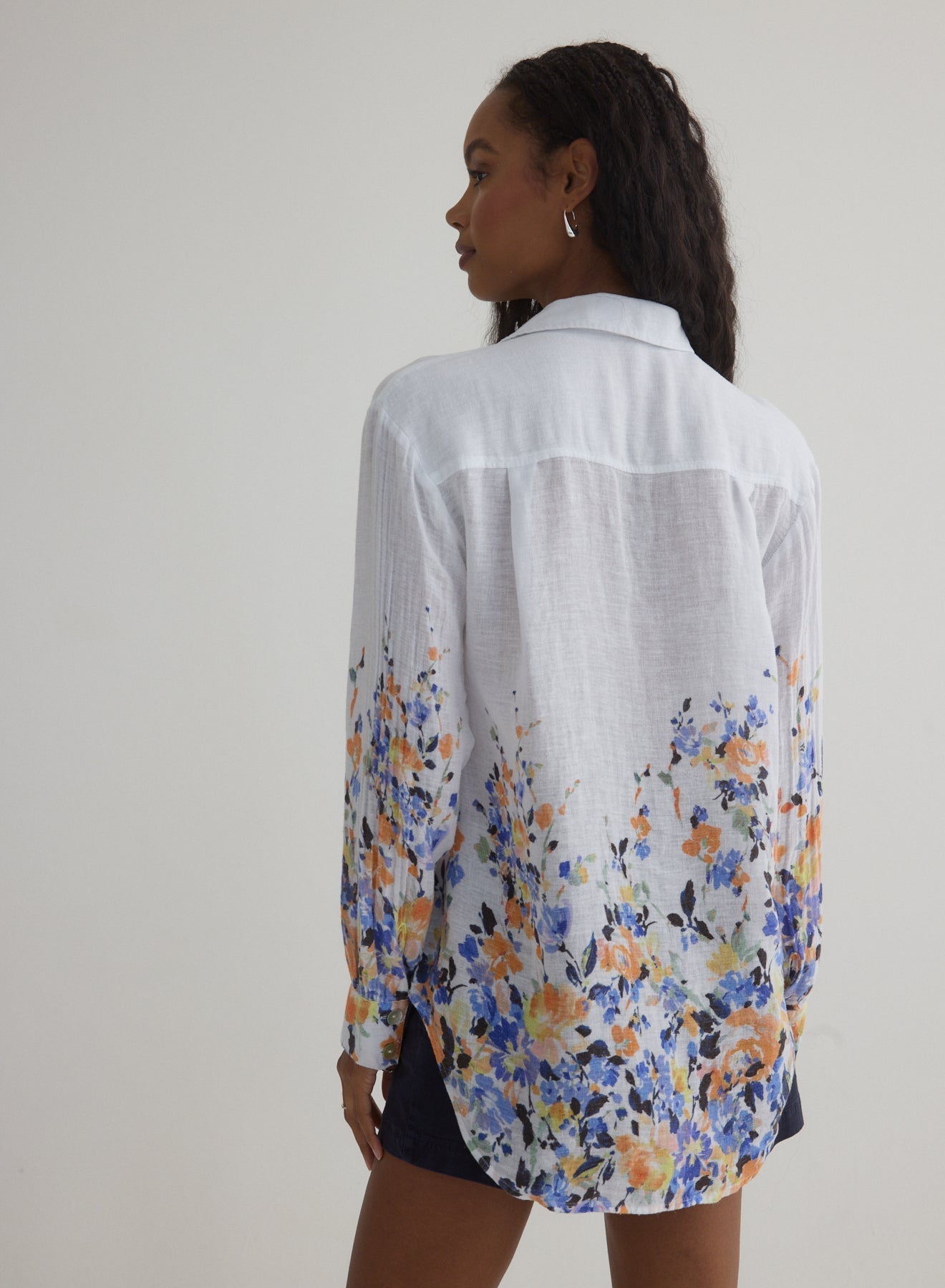 Boyfriend Button Down - Border Floral Print