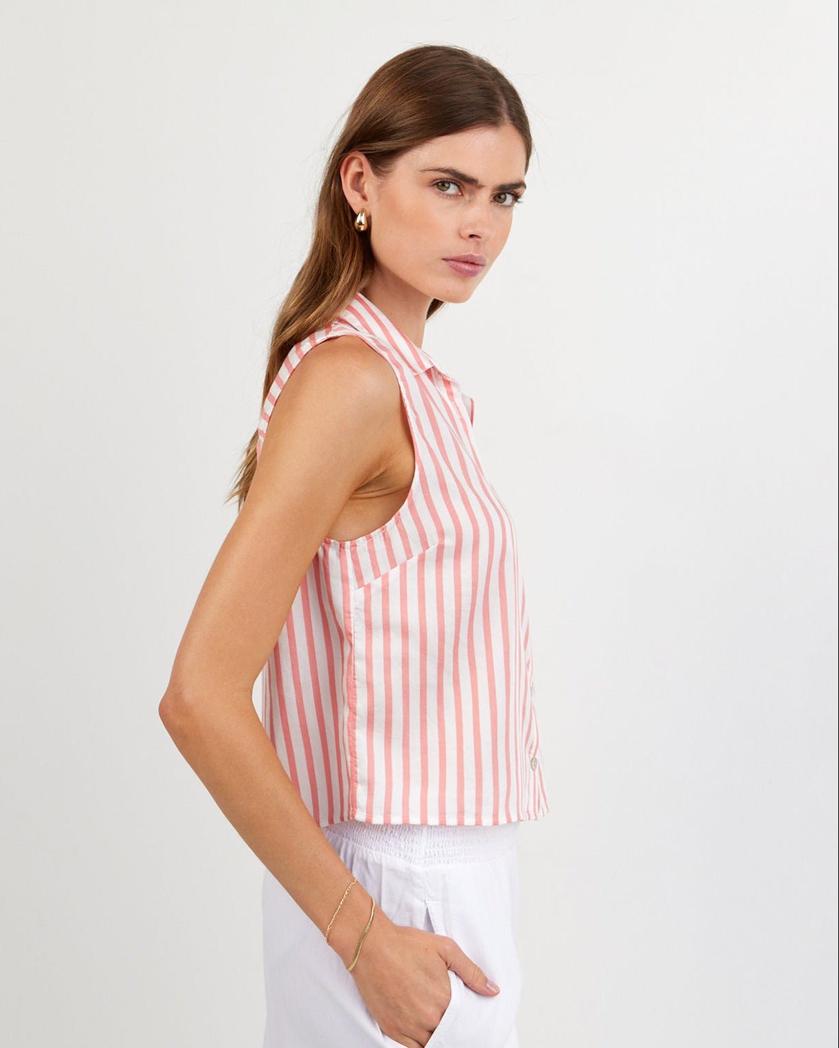 Clean Sleeveless Button Down