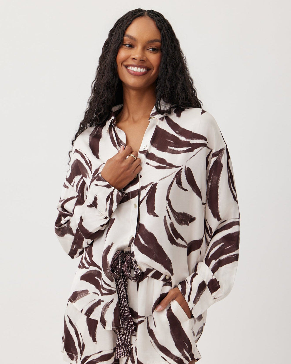 Contrast Oversized Button Down