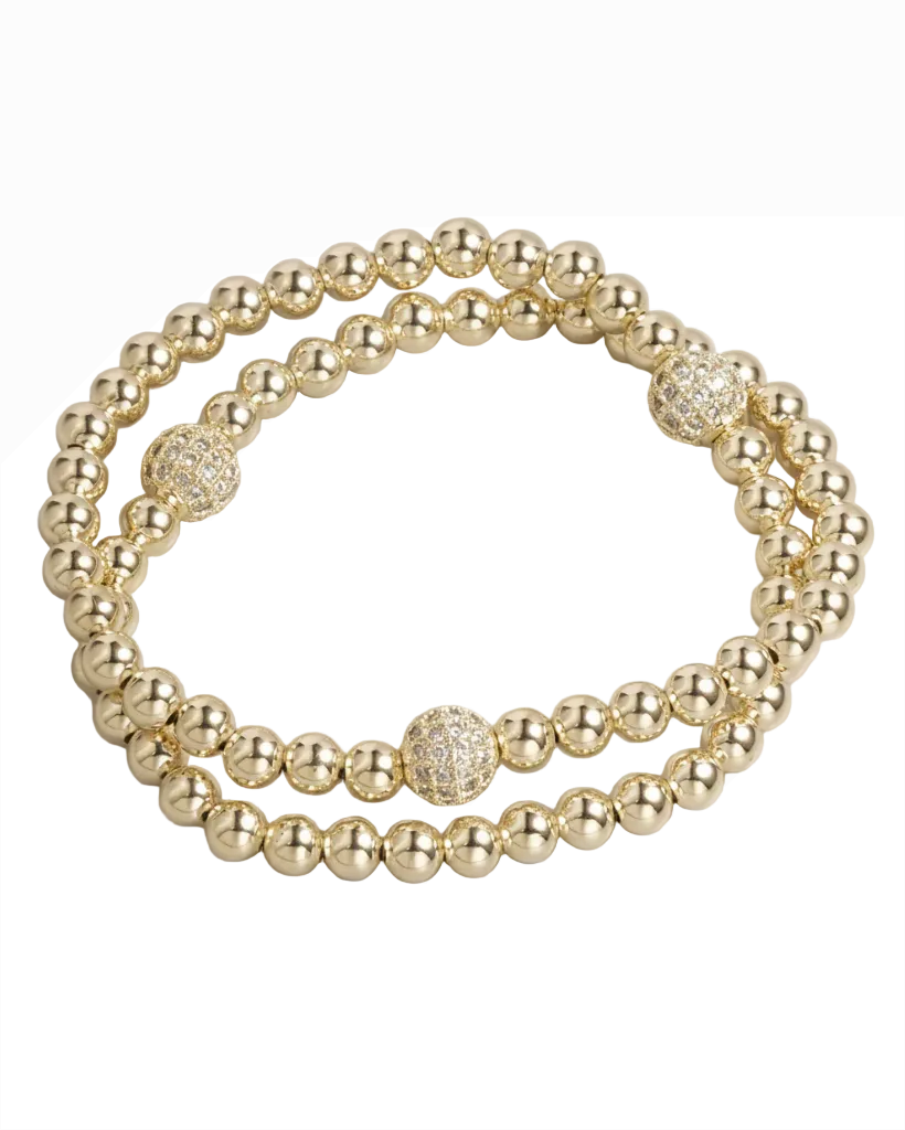 Double Layer CZ Ball Bracelet - Gold