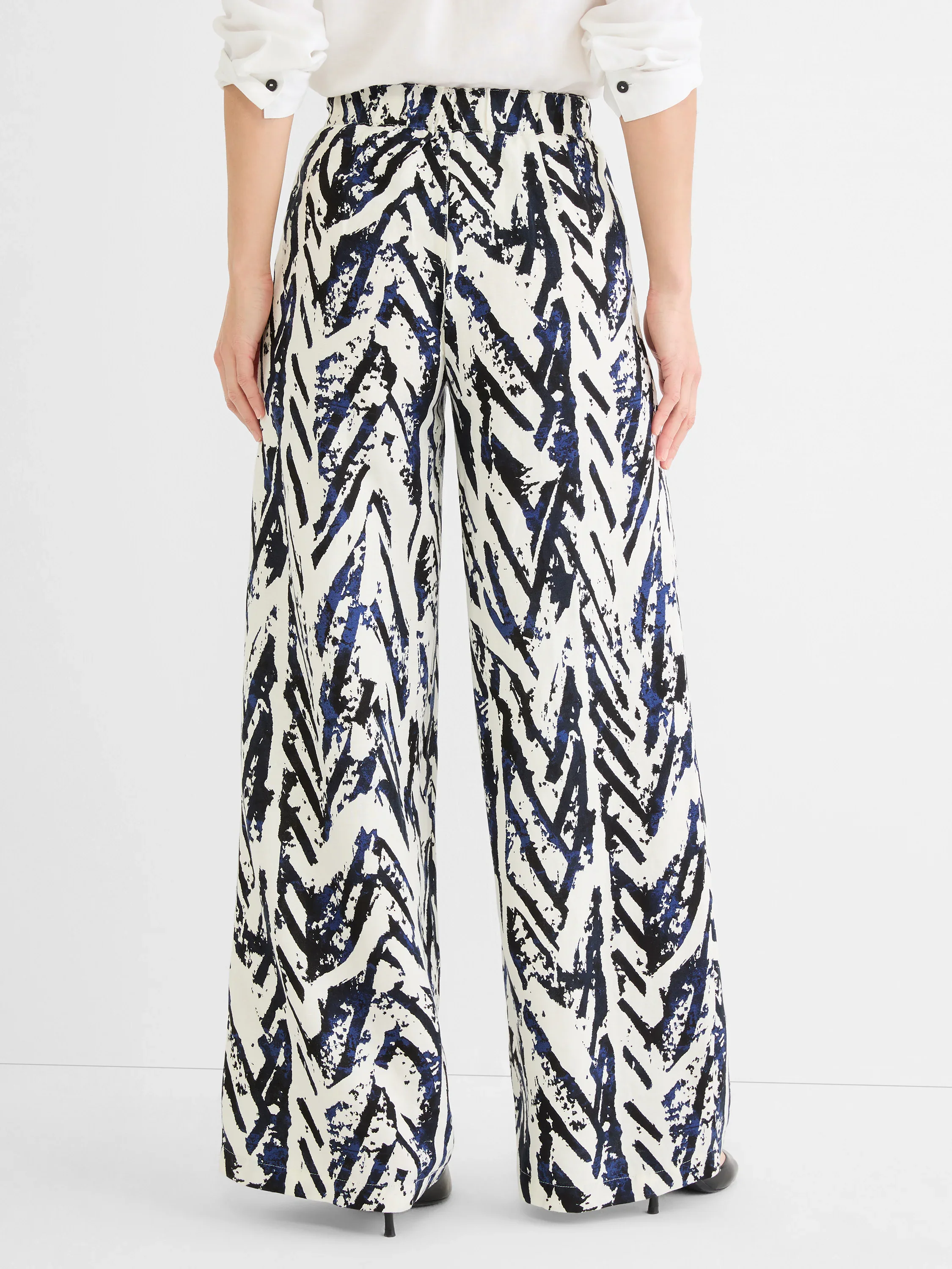 31" Indigo Crosshatch Linen Wide Leg Pant