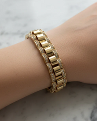 Chunky CZ Watch Link Bracelet - Gold