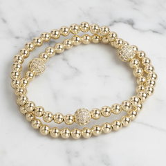 Double Layer CZ Ball Bracelet - Gold