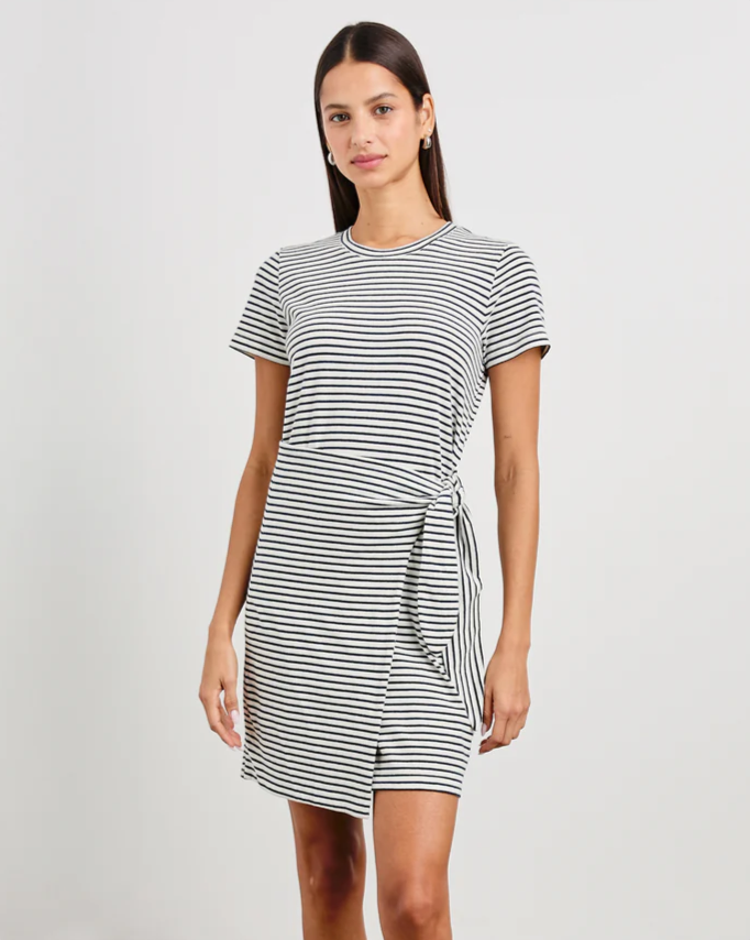 Edie - Ivory Navy Micro Stripe