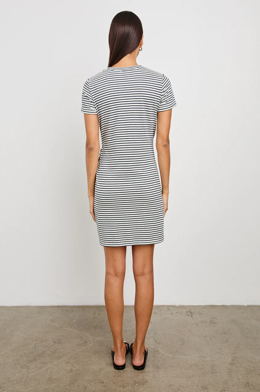 Edie - Ivory Navy Micro Stripe