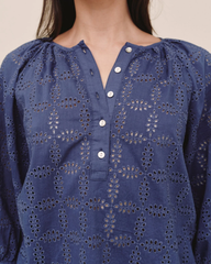 3/4 Sleeve Pullover - Indigo Blues