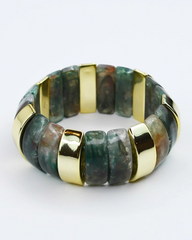 Chunky Resin & Marble Bracelet - Teal Green