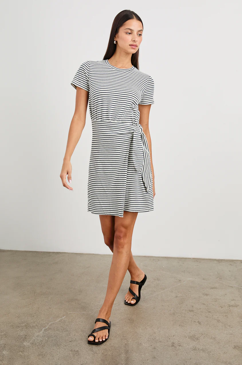 Edie - Ivory Navy Micro Stripe