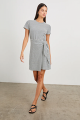Edie - Ivory Navy Micro Stripe