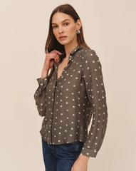 Classic Button Down - Olive Mosaic Print