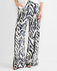 31" Indigo Crosshatch Linen Wide Leg Pant