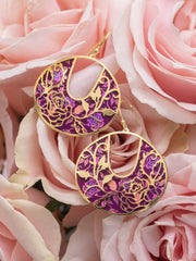 Climbing Rose Earrings - Vintage Burgandy