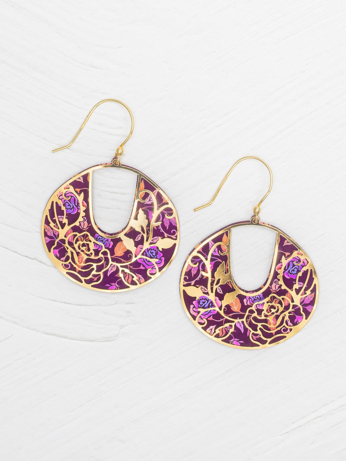Climbing Rose Earrings - Vintage Burgandy