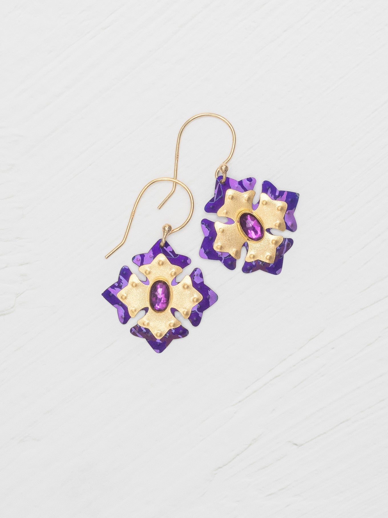 Elizabeth Medallion Earrings - Royal Purple