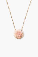 18K Gp Carved Flwr Pink Mop Nk