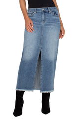 5-Pkt Frnt Slit Maxi Skrt W/ Fray Hem 34.5Ins