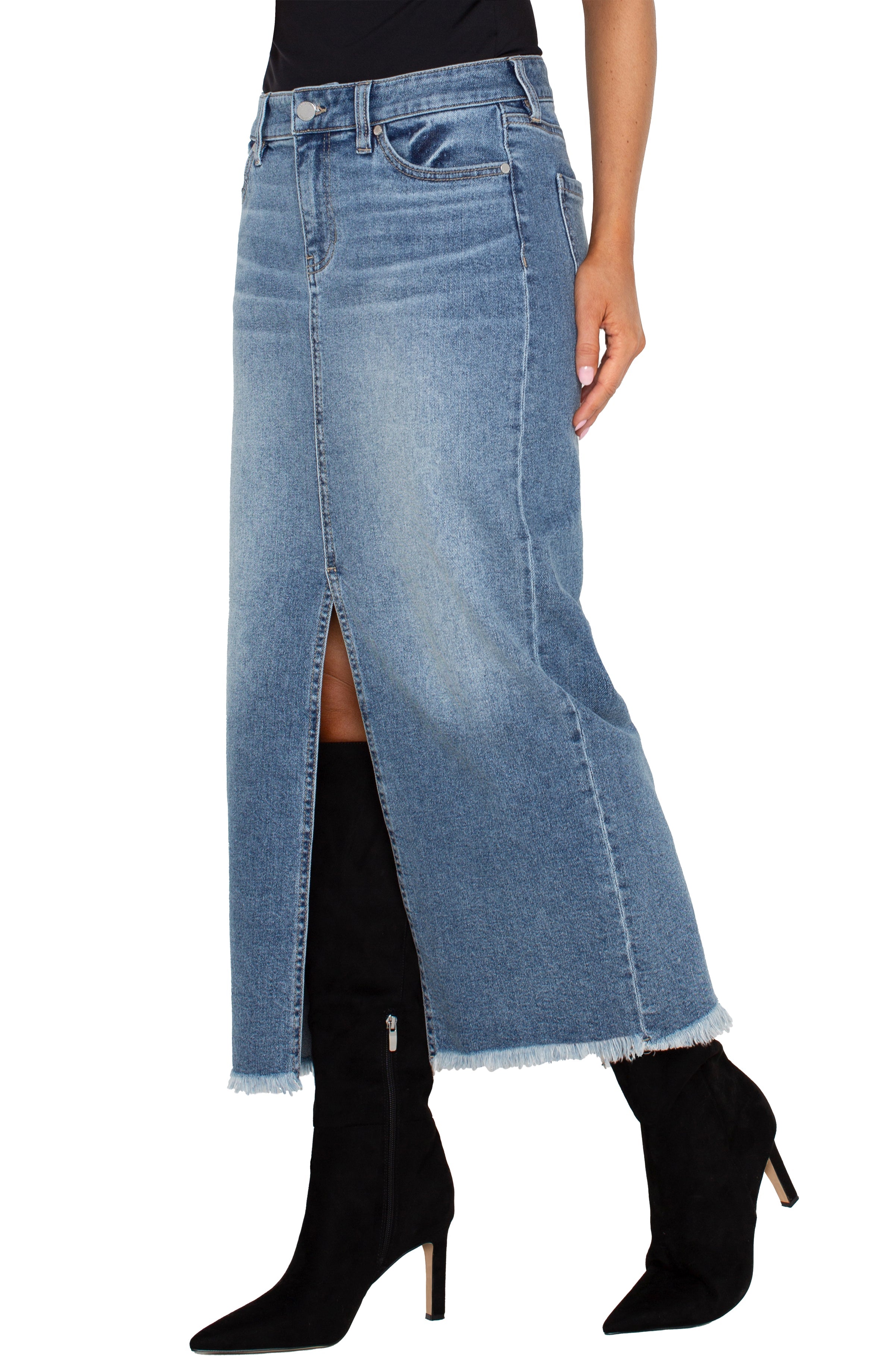 5-Pkt Frnt Slit Maxi Skrt W/ Fray Hem 34.5Ins