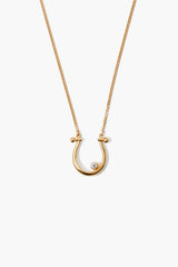 18K Gp Ss Horseshoe Diamond Necklace