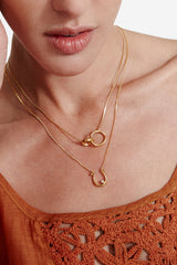 18K Gp Ss Horseshoe Diamond Necklace