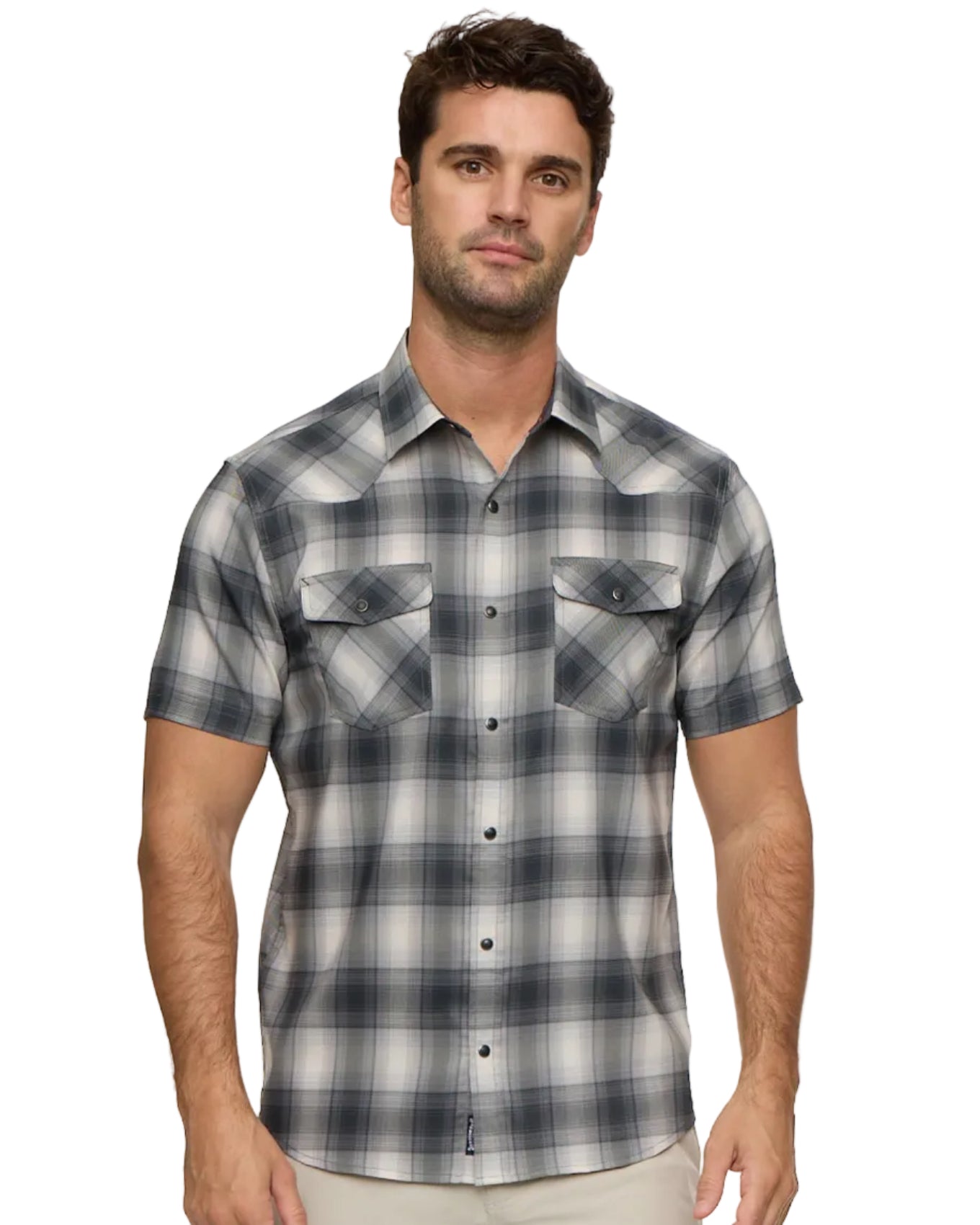 Breckenridge SS Performance Western Shirt - Charcoal/Grey