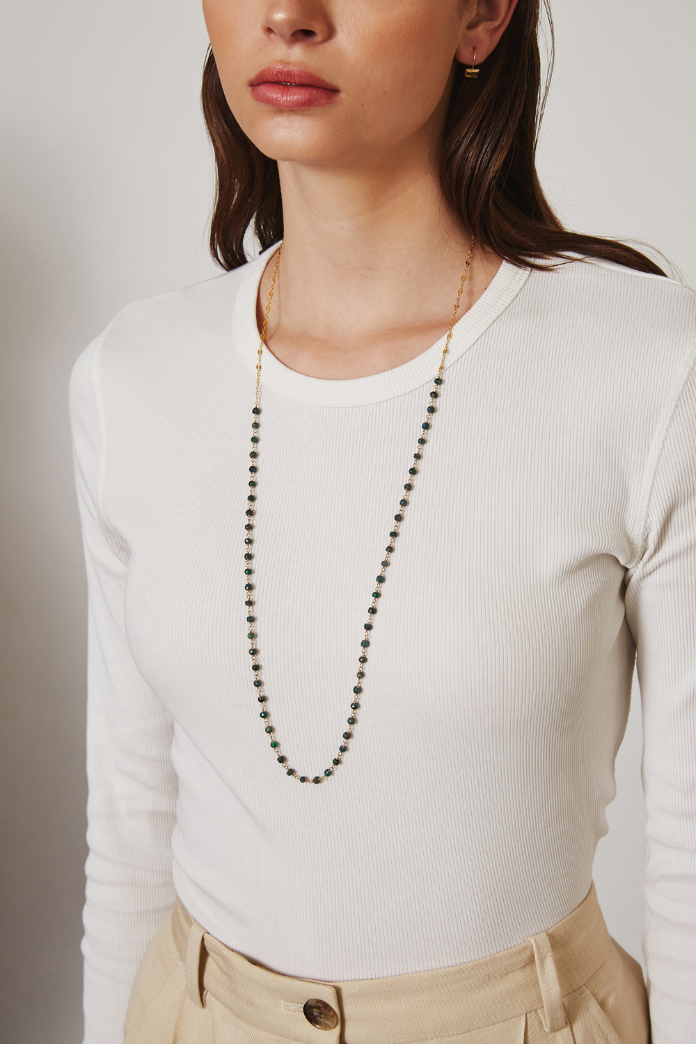 18 Kt Gp Neck Wire Wrapped Emer