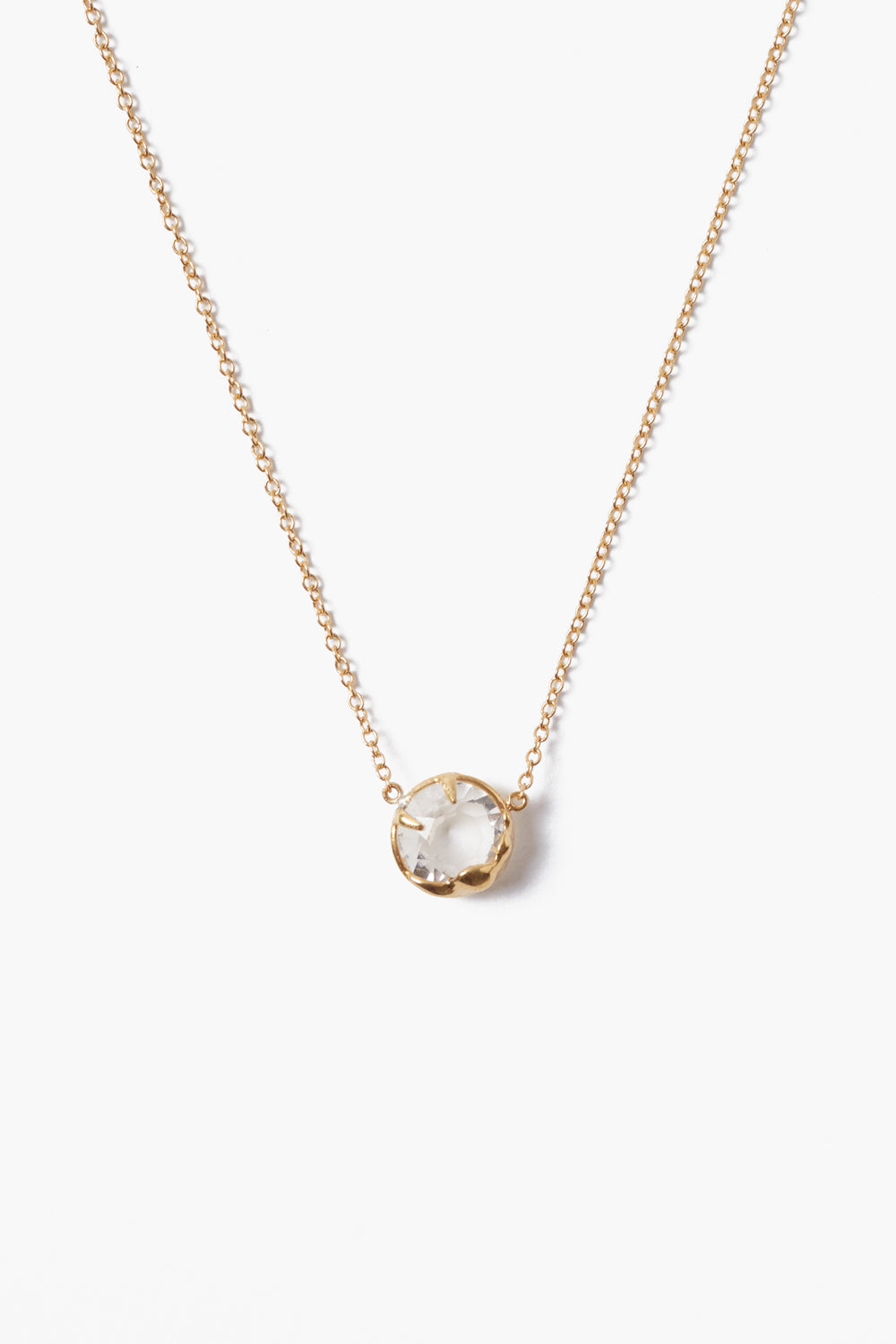 18K Prong Set Crystal Pendant Necklace