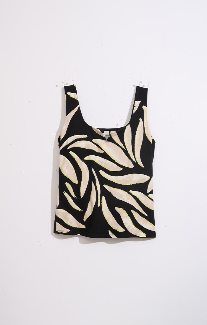 Breezy Leaves Split Neck Tank